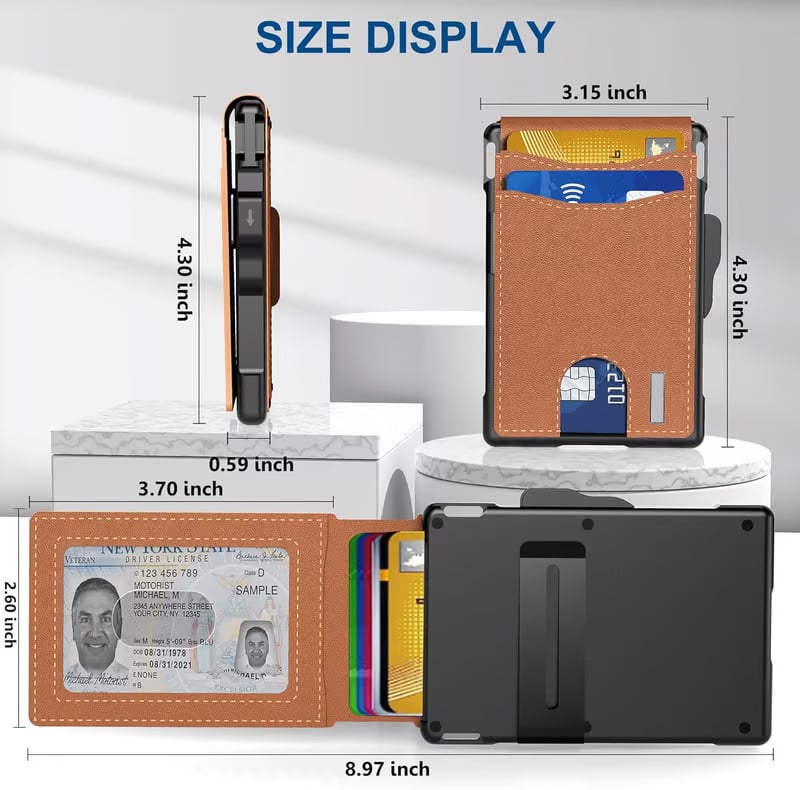 Wallet for Men - With Pop Up Aluminum Case Money Clip Slim