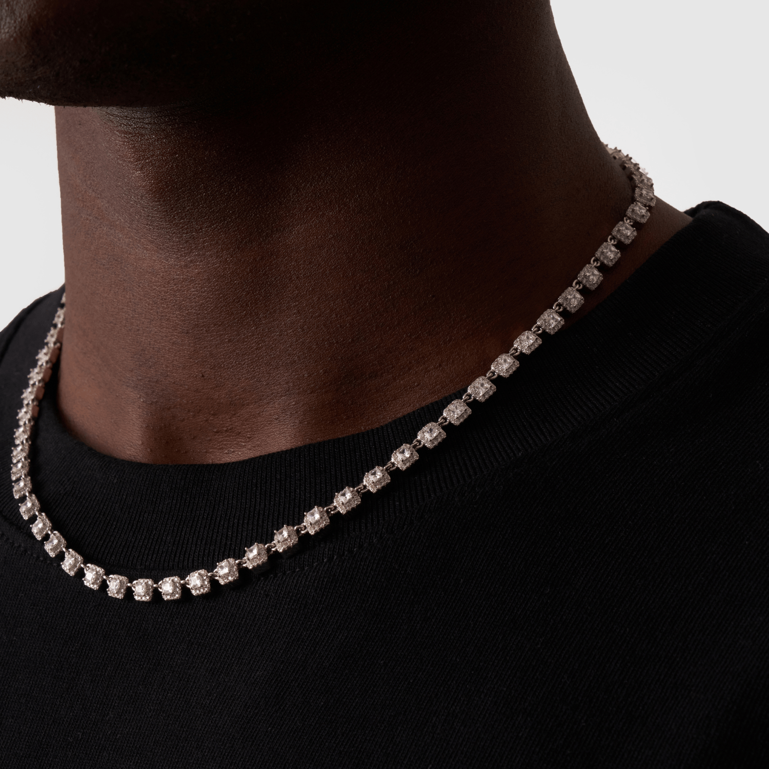 Cluster Stone Tennis Chain (Silver)