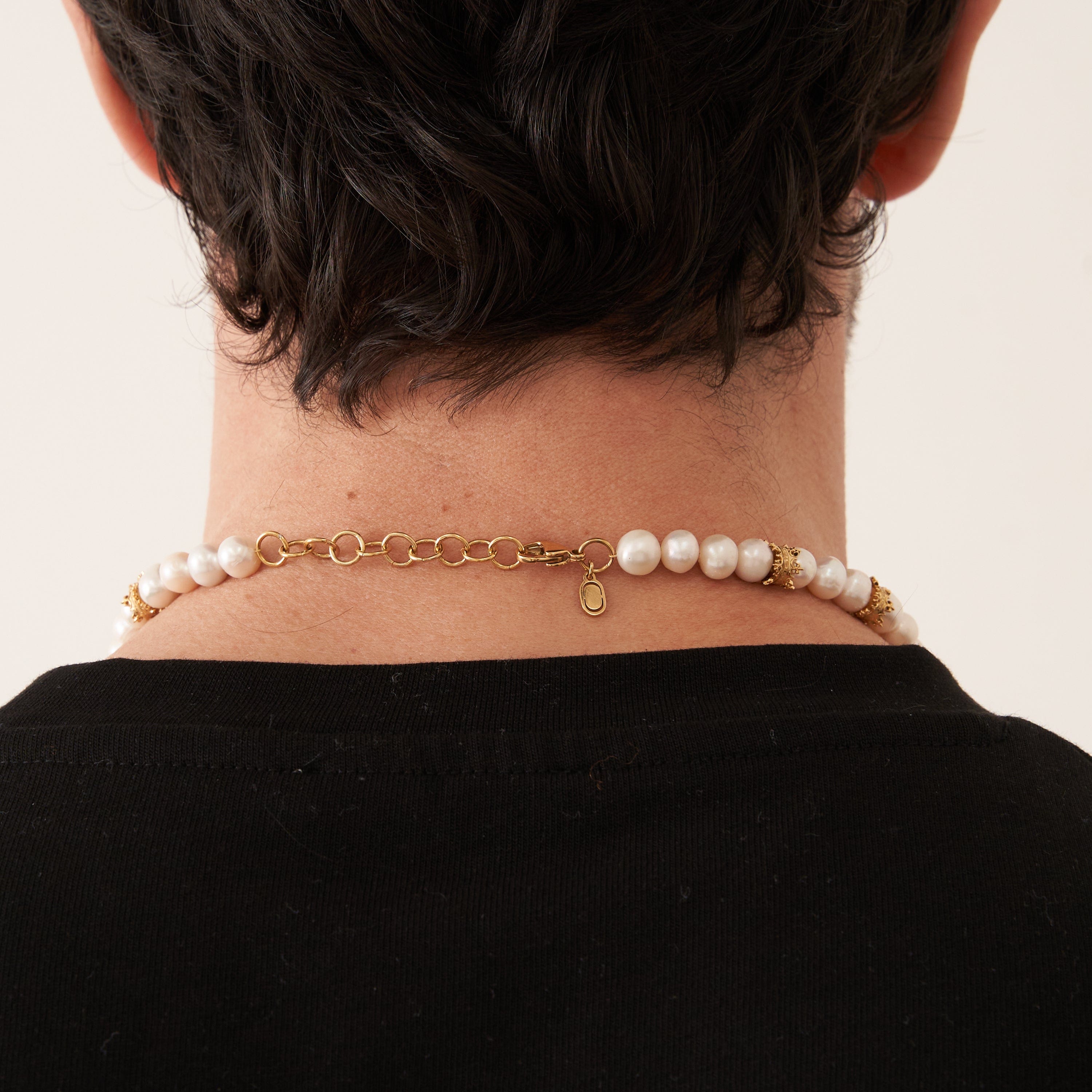 Crown Real Pearl Necklace (Gold)