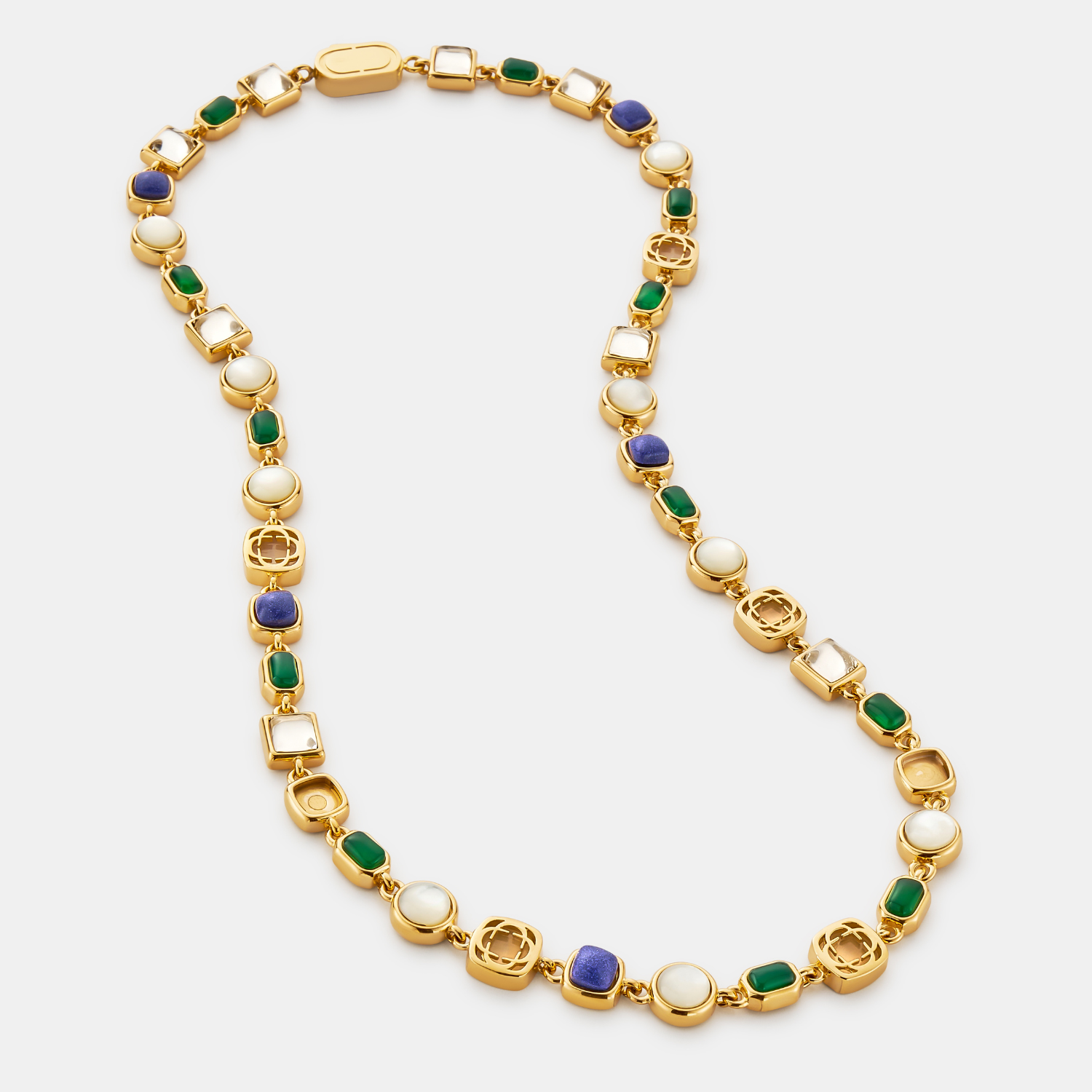 Blue Crystal Gemstone Necklace (Gold)